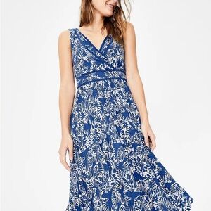 Boden Blue & White Floral Sleeveless Midi Dress - Size 8R